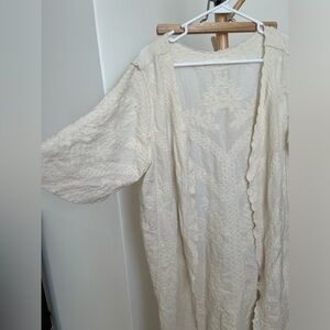 Cactus + Pearl Cream Boutique Embroidered Duster